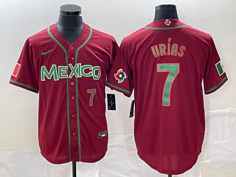 Men 2023 World Cub Mexico #7 Urias Red green Nike MLB Jersey9->more jerseys->MLB Jersey